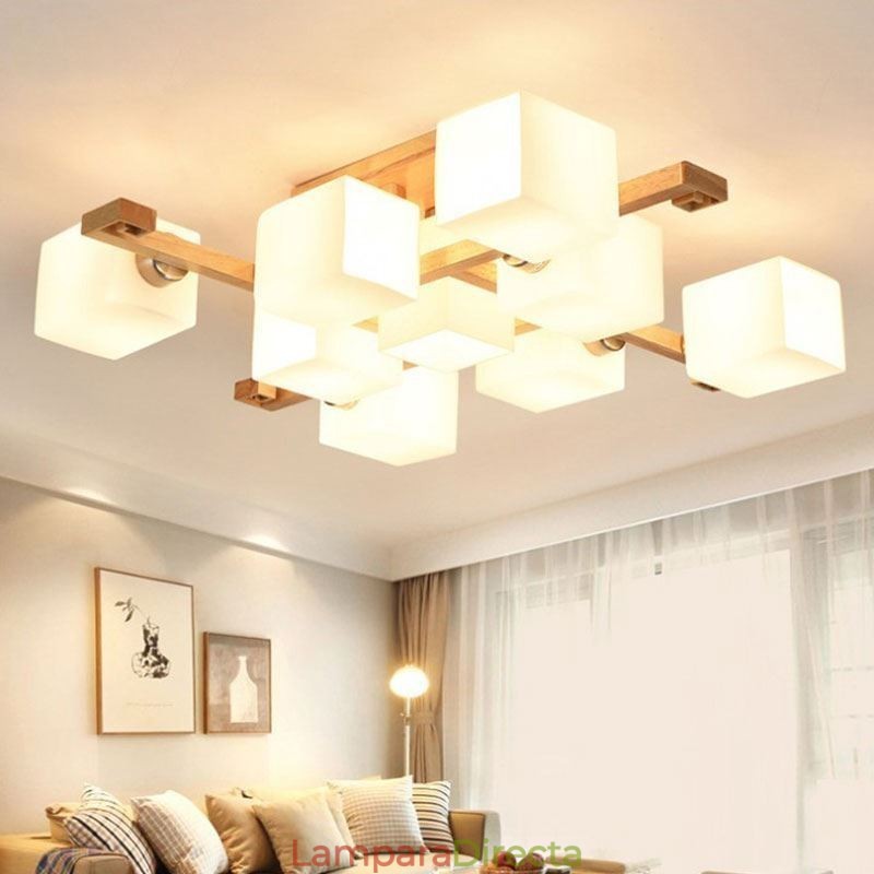 Lámpara de techo nórdica empotrada, creativa, cálida, de madera maciza.