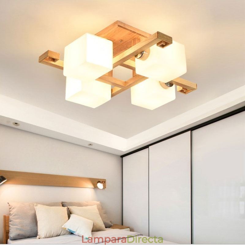 Lámpara de techo nórdica empotrada, creativa, cálida, de madera maciza.