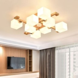 Lámpara de techo nórdica empotrada, creativa, cálida, de madera maciza.