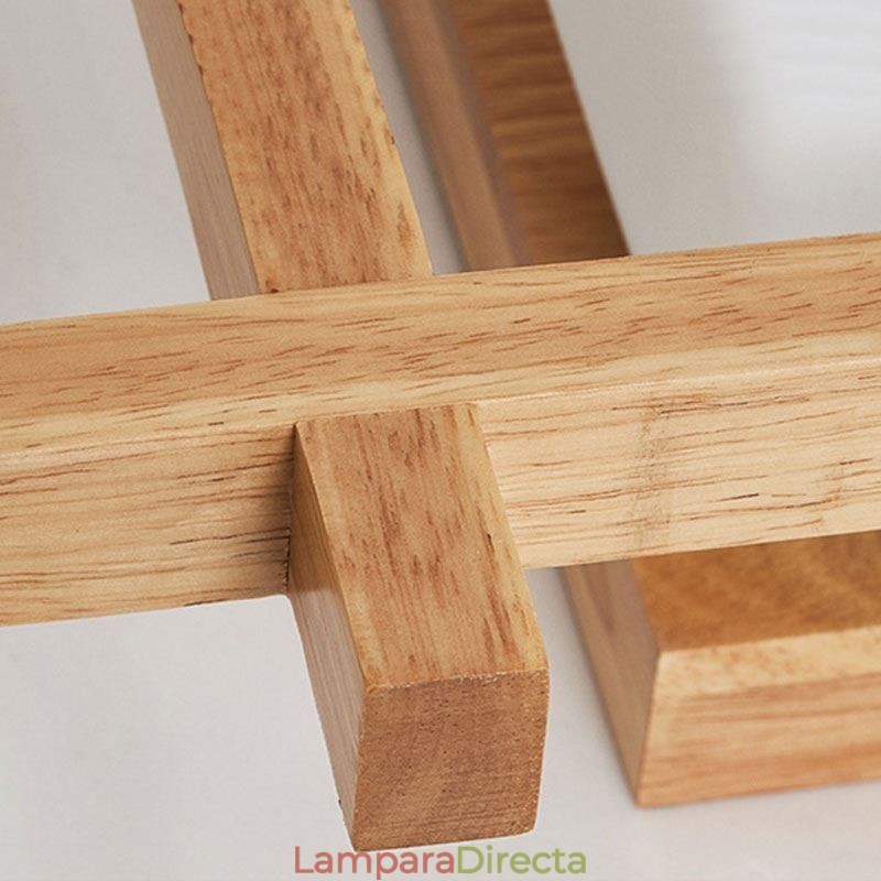 Lámpara de techo empotrada de madera de caucho con rejilla cuadrada nórdica