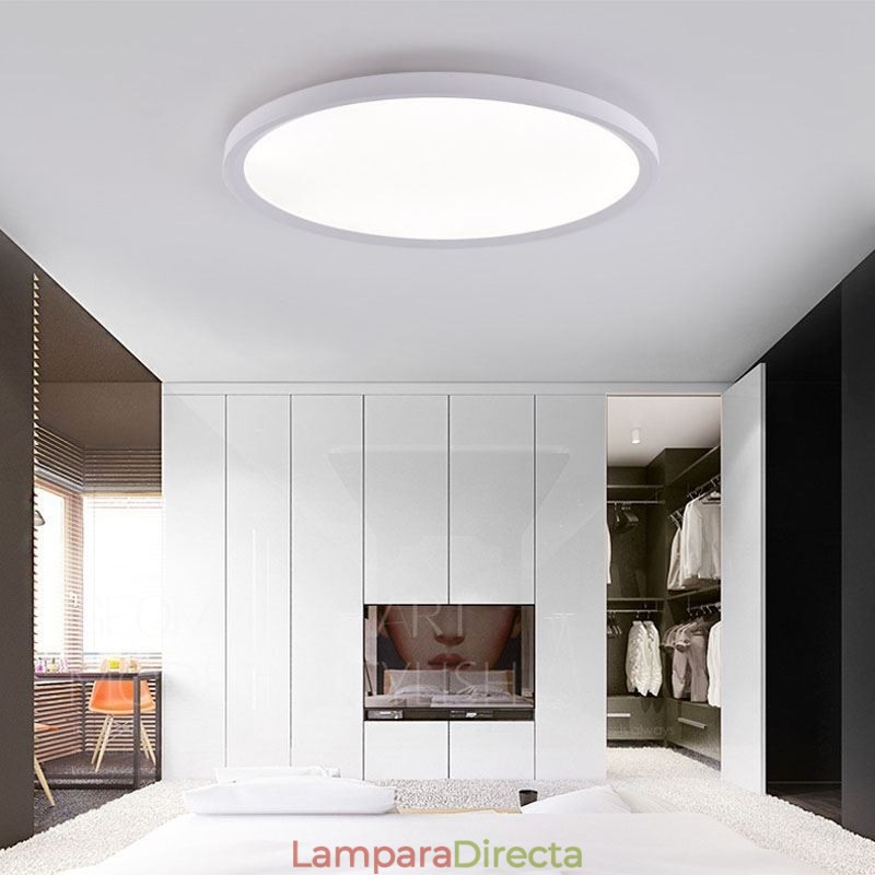 Lámpara de techo redonda nórdica empotrada superfina de aluminio, iluminación redonda