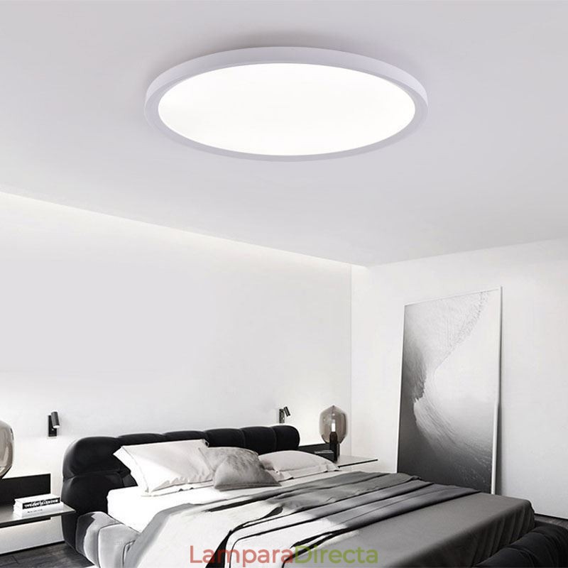Lámpara de techo redonda nórdica empotrada superfina de aluminio, iluminación redonda