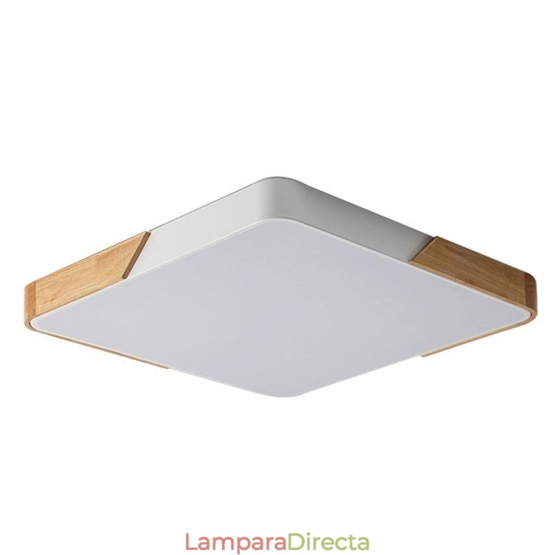 Lámpara de techo con marco de madera de montaje empotrado simple, diseño súper fino, luz diurna
