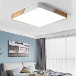 Lámpara de techo con marco de madera de montaje empotrado simple, diseño súper fino, luz diurna