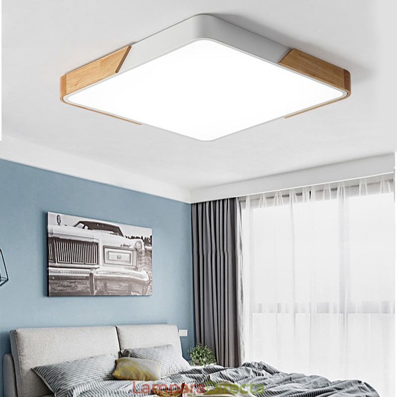 Lámpara de techo con marco de madera de montaje empotrado simple, diseño súper fino, luz diurna