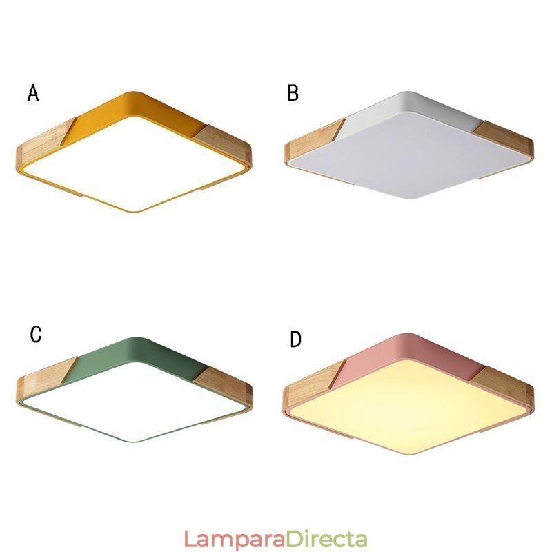Lámpara de techo con marco de madera de montaje empotrado simple, diseño súper fino, luz diurna