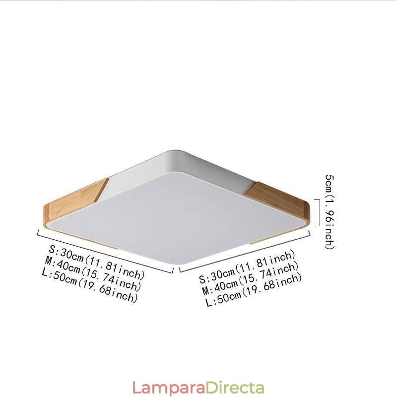Lámpara de techo con marco de madera de montaje empotrado simple, diseño súper fino, luz diurna