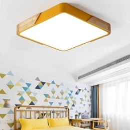 Lámpara de techo con marco de madera de montaje empotrado simple, diseño súper fino, luz diurna