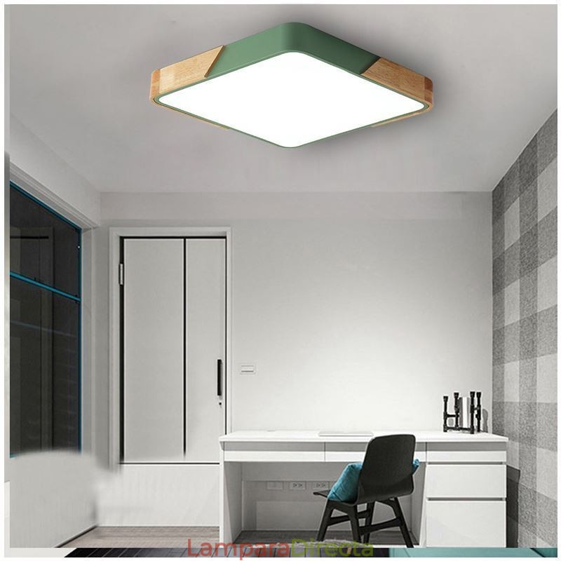 Lámpara de techo con marco de madera de montaje empotrado simple, diseño súper fino, luz diurna