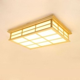 Lámpara de techo japonesa cuboide de madera maciza.