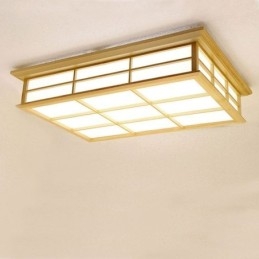 Lámpara de techo japonesa cuboide de madera maciza.