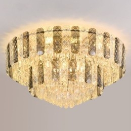 Lámpara de techo redonda de cristal de doble capa, decorativa y de lujo, de 80 cm