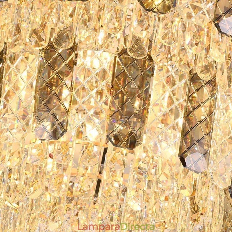 Lámpara de techo redonda de cristal de doble capa, decorativa y de lujo, de 80 cm