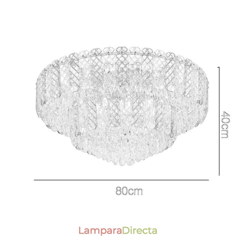 Lámpara de techo redonda de cristal de doble capa, decorativa y de lujo, de 80 cm