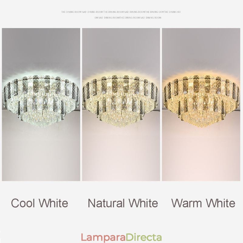 Lámpara de techo redonda de cristal de doble capa, decorativa y de lujo, de 80 cm