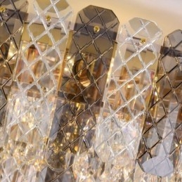 Lámpara de techo redonda de cristal de doble capa, decorativa y de lujo, de 80 cm