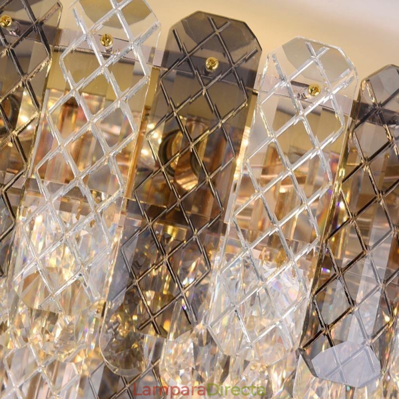 Lámpara de techo redonda de cristal de doble capa, decorativa y de lujo, de 80 cm