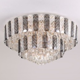 Lámpara de techo redonda de cristal de doble capa, decorativa y de lujo, de 80 cm