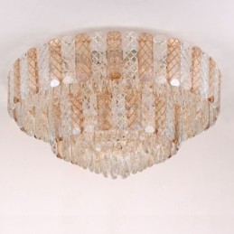 Lámpara de techo redonda de cristal de doble capa, decorativa y de lujo, de 80 cm