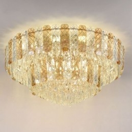 Lámpara de techo redonda de cristal de doble capa, decorativa y de lujo, de 80 cm