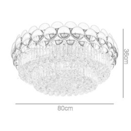 Lámpara de techo redonda de cristal, galvanizada y dorada, de lujo y decorativa, de 80 cm.