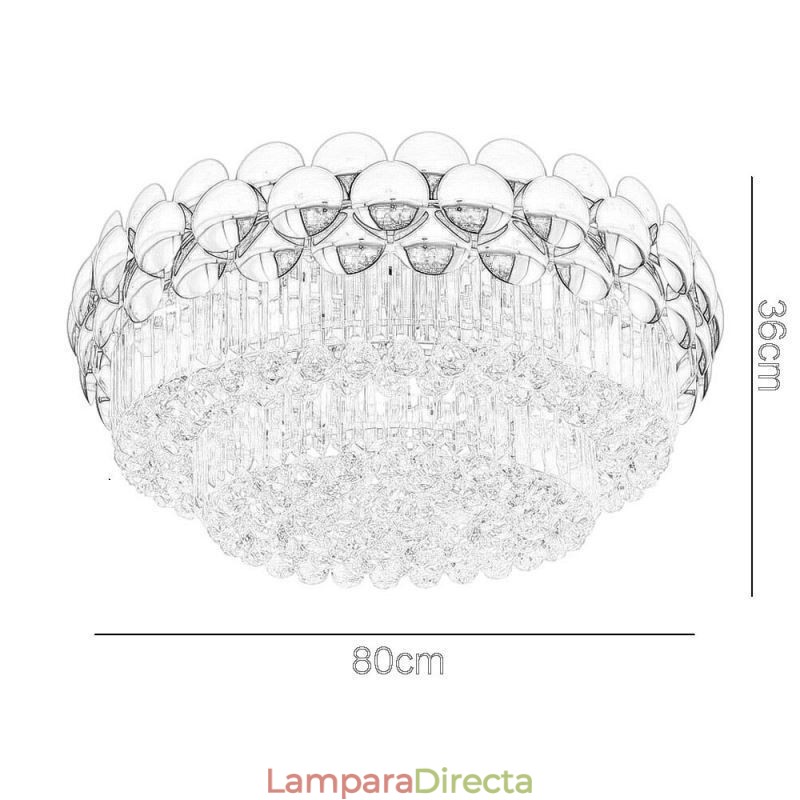 Lámpara de techo redonda de cristal, galvanizada y dorada, de lujo y decorativa, de 80 cm.