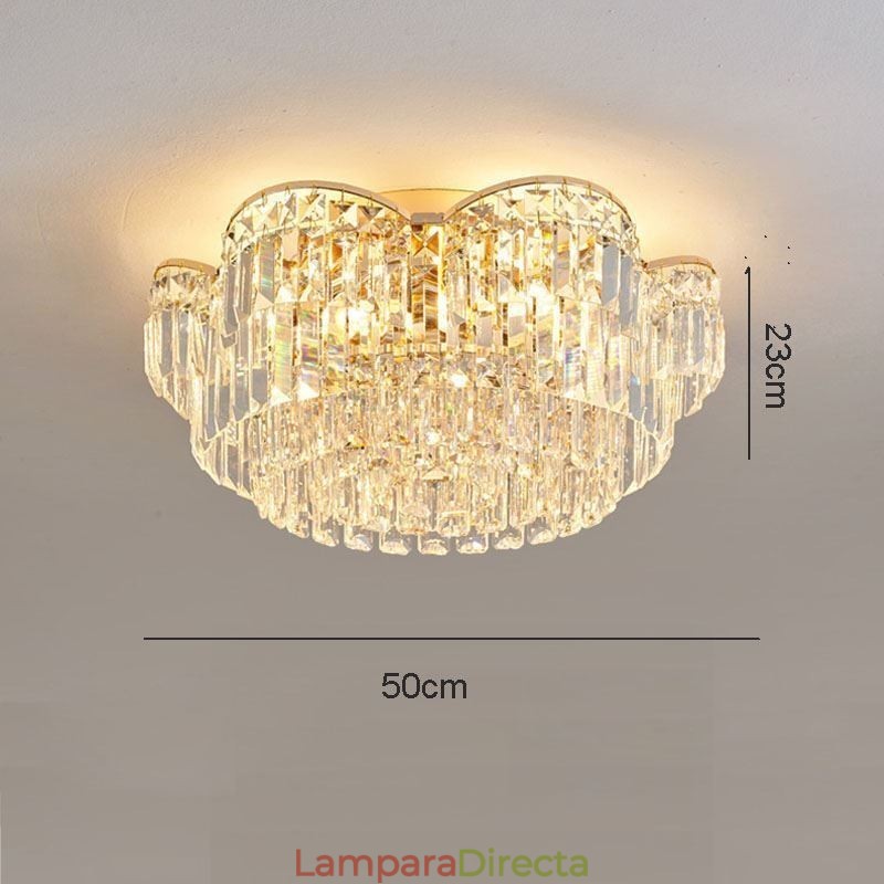 Lámpara de techo de cristal redonda de lujo con decoración de cristal empotrada
