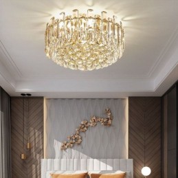 Lámpara de techo redonda de cristal de lujo con decoración empotrada