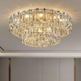 Lámpara de techo redonda de cristal de lujo con decoración empotrada