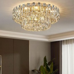 Lámpara de techo redonda de cristal de lujo con decoración empotrada