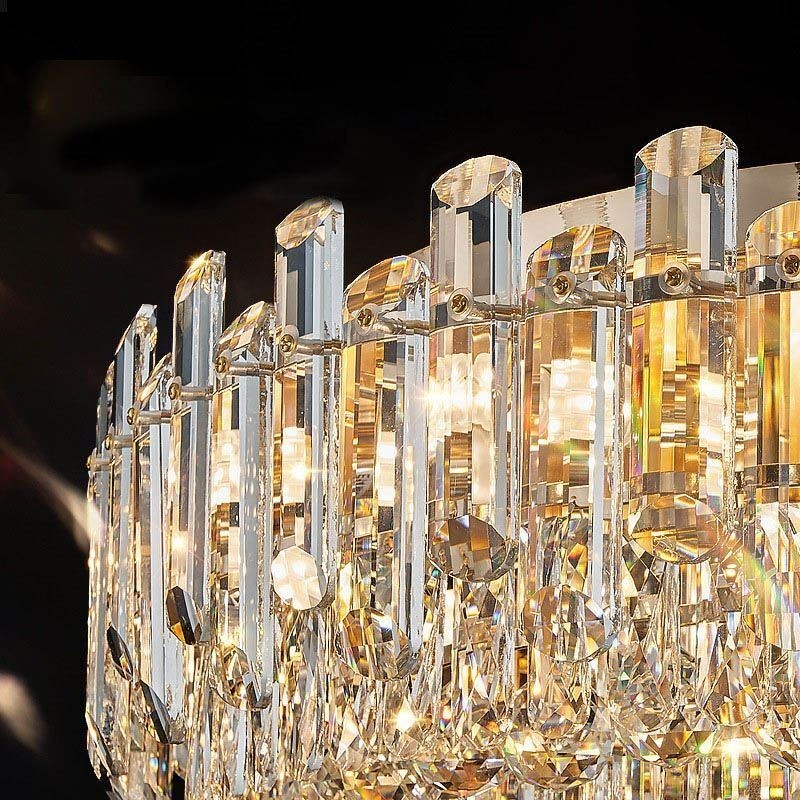 Lámpara de techo redonda de cristal de lujo con decoración empotrada