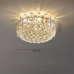 Lámpara de techo redonda de cristal de lujo con decoración empotrada