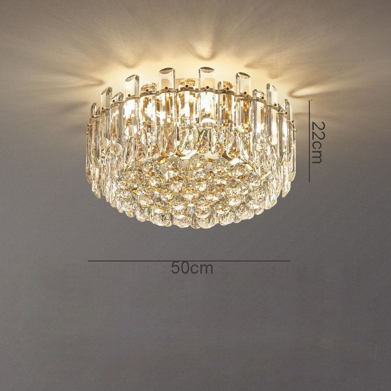 Lámpara de techo redonda de cristal de lujo con decoración empotrada