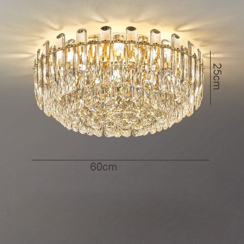 Lámpara de techo redonda de cristal de lujo con decoración empotrada