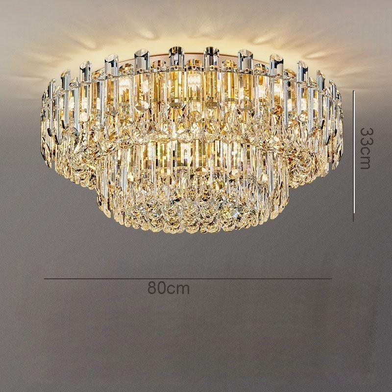 Lámpara de techo redonda de cristal de lujo con decoración empotrada