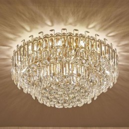 Lámpara de techo redonda de cristal de lujo con decoración empotrada