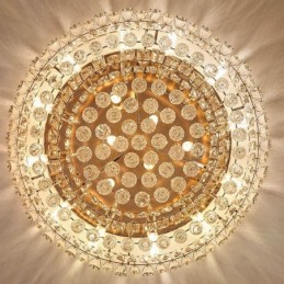 Lámpara de techo redonda de cristal de lujo con decoración empotrada