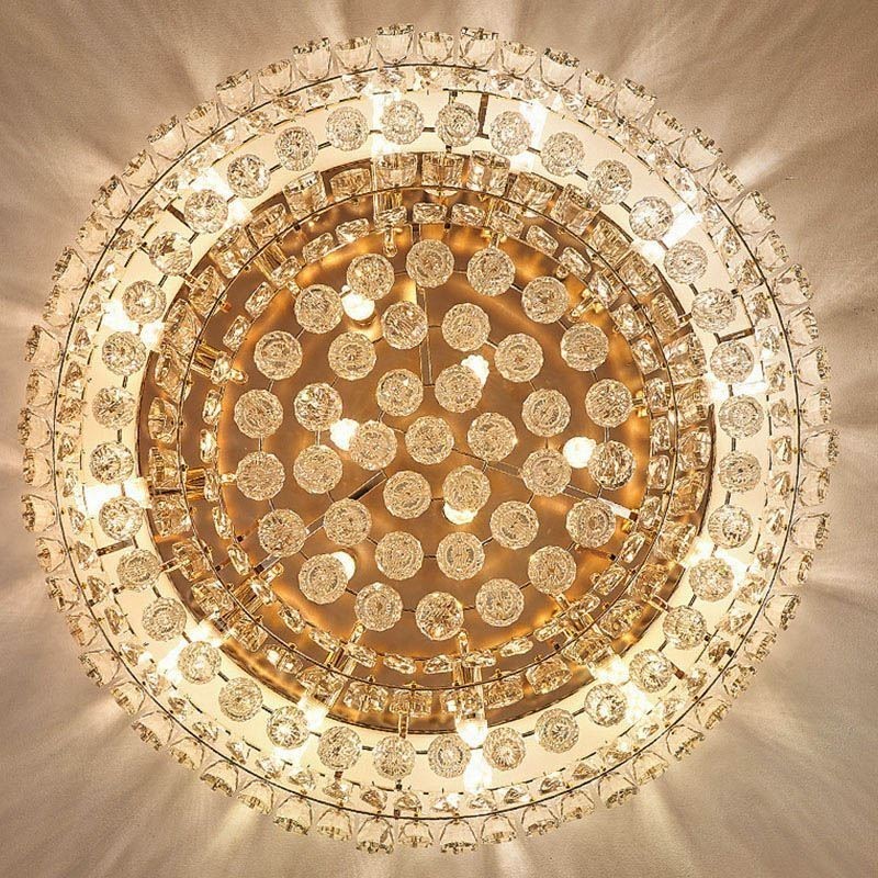 Lámpara de techo redonda de cristal de lujo con decoración empotrada