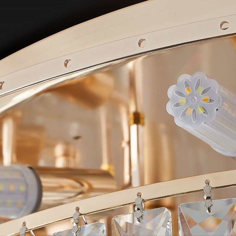 Lámpara de techo redonda de cristal de lujo con decoración empotrada