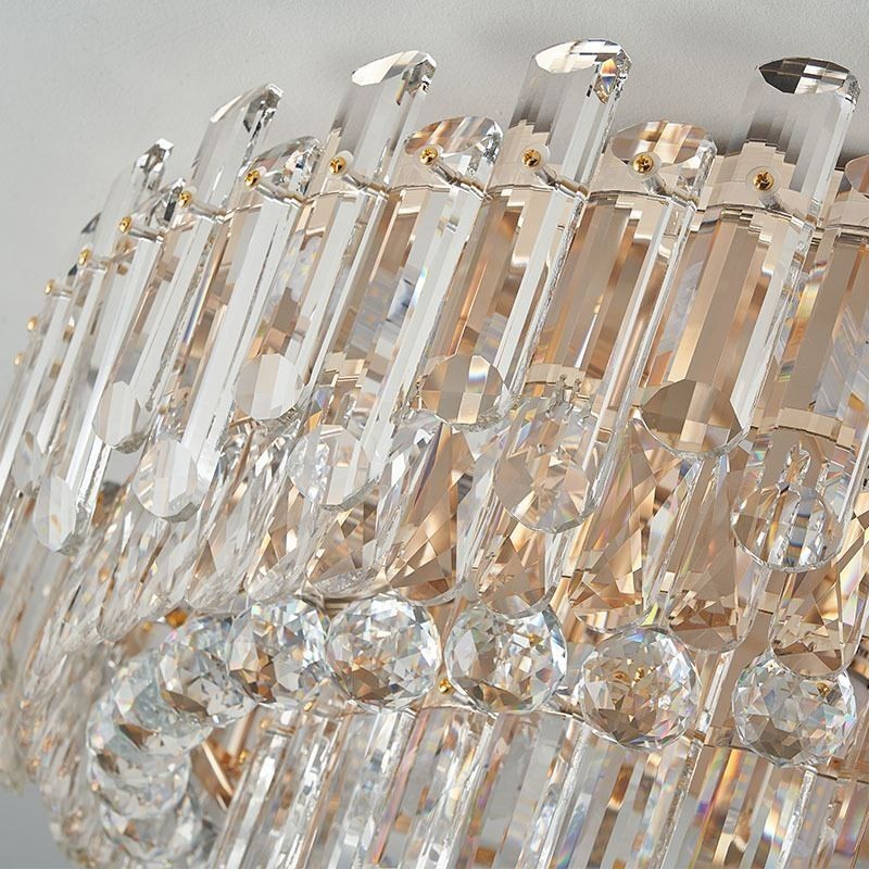 Lámpara de techo redonda de cristal de lujo con decoración empotrada