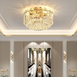 Lámparas de techo de cristal redondas con montaje empotrado y decoración de cristal
