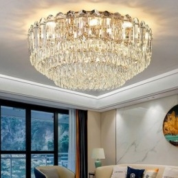 Lámparas de techo de cristal redondas con montaje empotrado y decoración de cristal