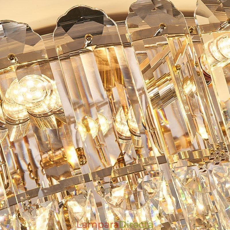 Lámparas de techo de cristal redondas con montaje empotrado y decoración de cristal