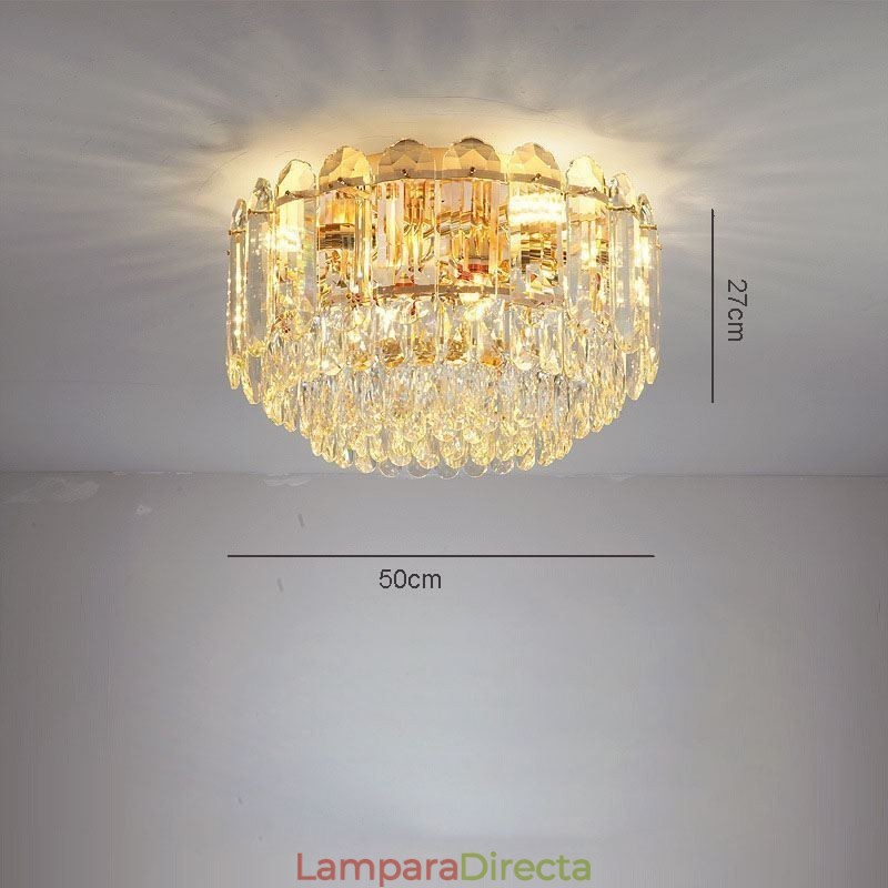 Lámparas de techo de cristal redondas con montaje empotrado y decoración de cristal