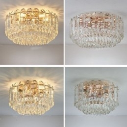 Lámparas de techo de cristal redondas con montaje empotrado y decoración de cristal