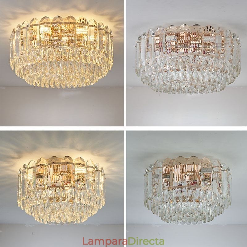 Lámparas de techo de cristal redondas con montaje empotrado y decoración de cristal