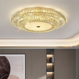 Lámpara de techo redonda de cristal con decoración empotrada