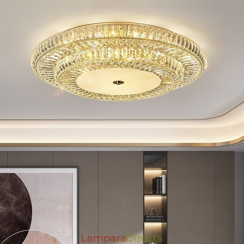 Lámpara de techo redonda de cristal con decoración empotrada