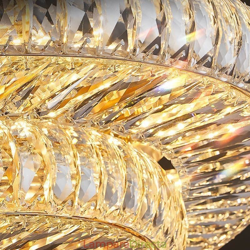 Lámpara de techo redonda de cristal con decoración empotrada