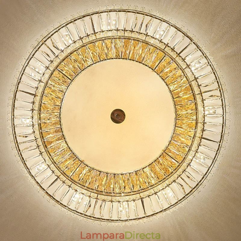 Lámpara de techo redonda de cristal con decoración empotrada